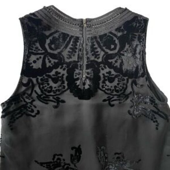 ANTHROPOLOGIE Meadow Rue Fanya Top Size S Black Burnout Velvet Festival Chic - Picture 7 of 9